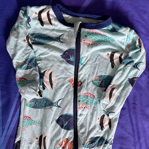 Kickee Pants Baby Footie Pajamas, 3-6 Months, Bamboo, Tropical Fish - Picture 3 of 8